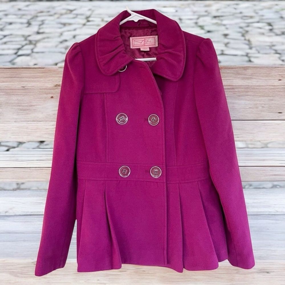 Pink Envelope Wool Blend Peacoat Women’s Medium Pink Double Breasted Coat